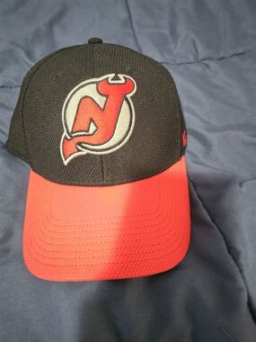 adidas Black and Red Baseball Hat with Team Logo